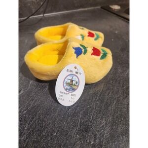 Kids‎ Yellow Plush Clogs Slippers Tulips Embroidery Infant Size 1 1.5